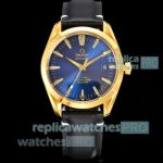 Super Copy VS Factory Omega Seamaster Aqua Terra 150m Yellow Gold Case Blue Face Watch 